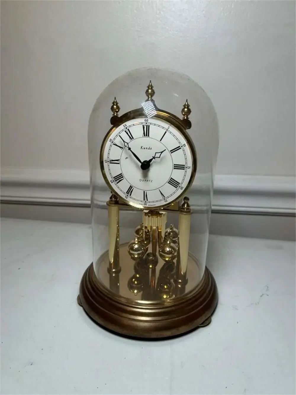 Kundo West Germany Quartz Anniversary Clock with Glass Dome